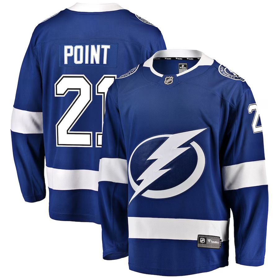 Men Tampa Bay Lightning #21 Brayden Point Fanatics Branded Blue Home Breakaway Player NHL Jersey